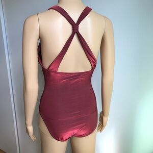 EUC Anne Klein crisscross back one piece Swimsuit size 8 rare find unique color